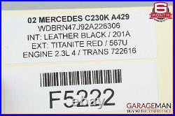 01-05 Mercedes W203 C230 Ignition Switch Control Module & Key Keyless Entry Set