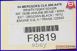 03-06 Mercedes W209 CLK320 Ignition Switch Control Module with Key 2095450908 OEM