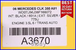 06-09 Mercedes W209 CLK350 ECU Engine Module Gear Shift Ignition Switch Key A81