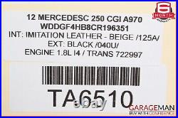08-14 Mercedes W204 C250 C300 GLK350 Ignition Switch Control Module OEM